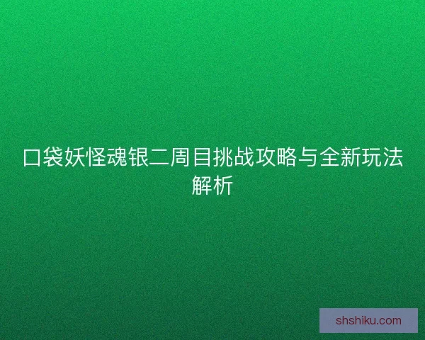 口袋妖怪魂银二周目挑战攻略与全新玩法解析